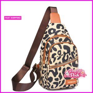 Adjustable Crossbody Sling Backpack Daypack with Wide Strap Water Resistant PU